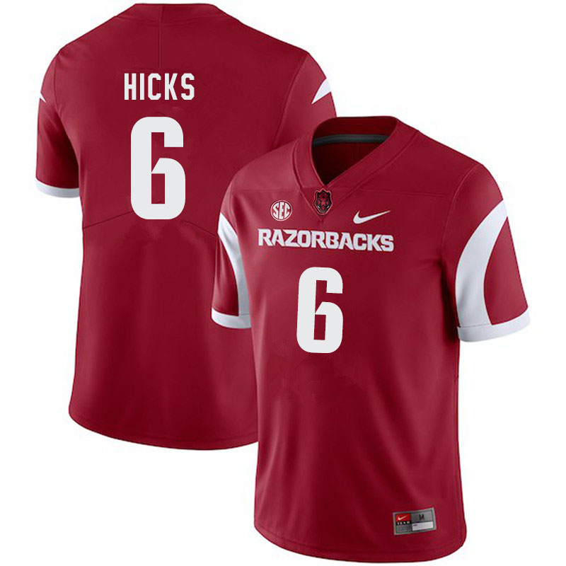 Men #6 Ben Hicks Arkansas Razorbacks College Football Jerseys-Cardinal